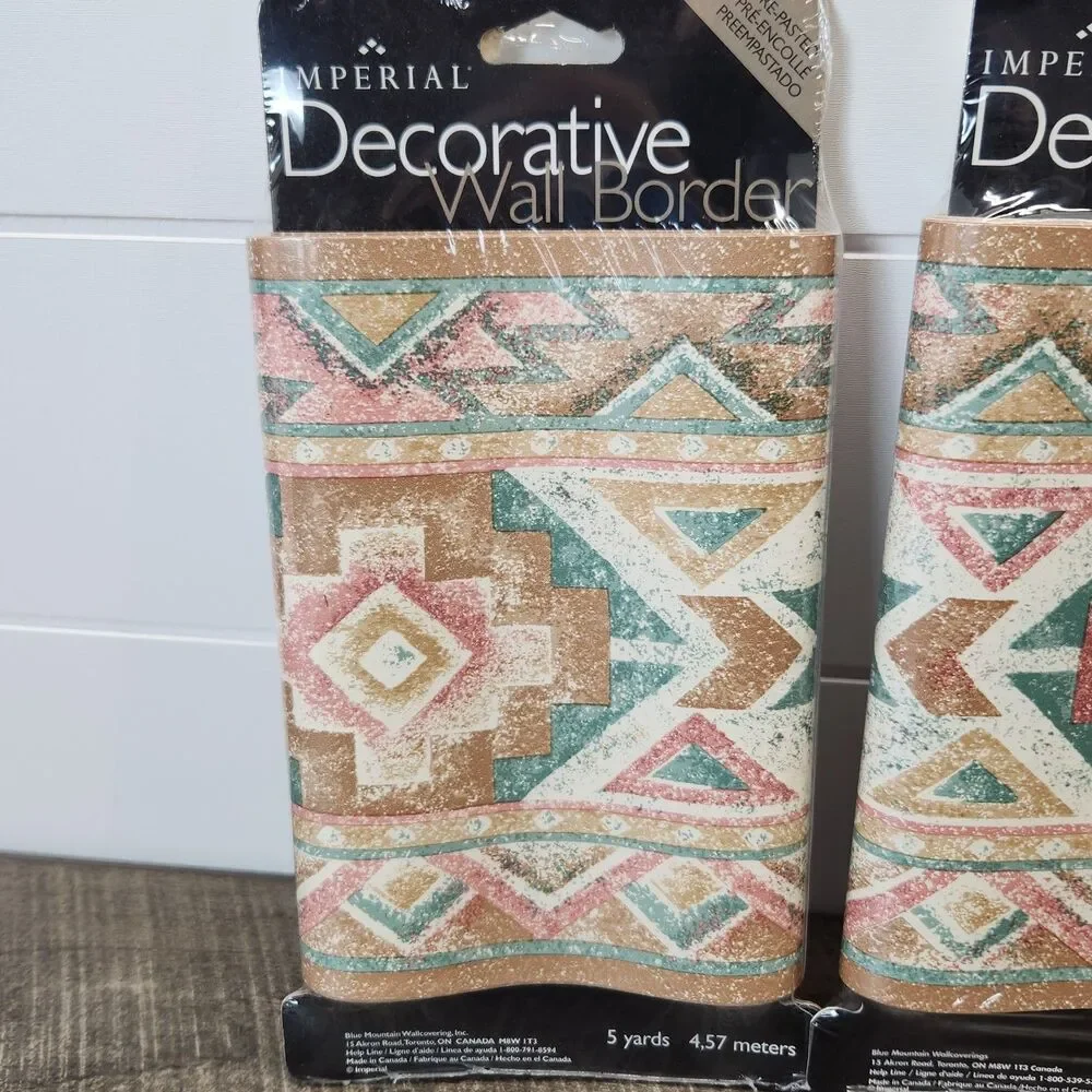 3 Vintage Imperial Decorative Wall Border Southwest Aztec Style Pre-pasted NEW
